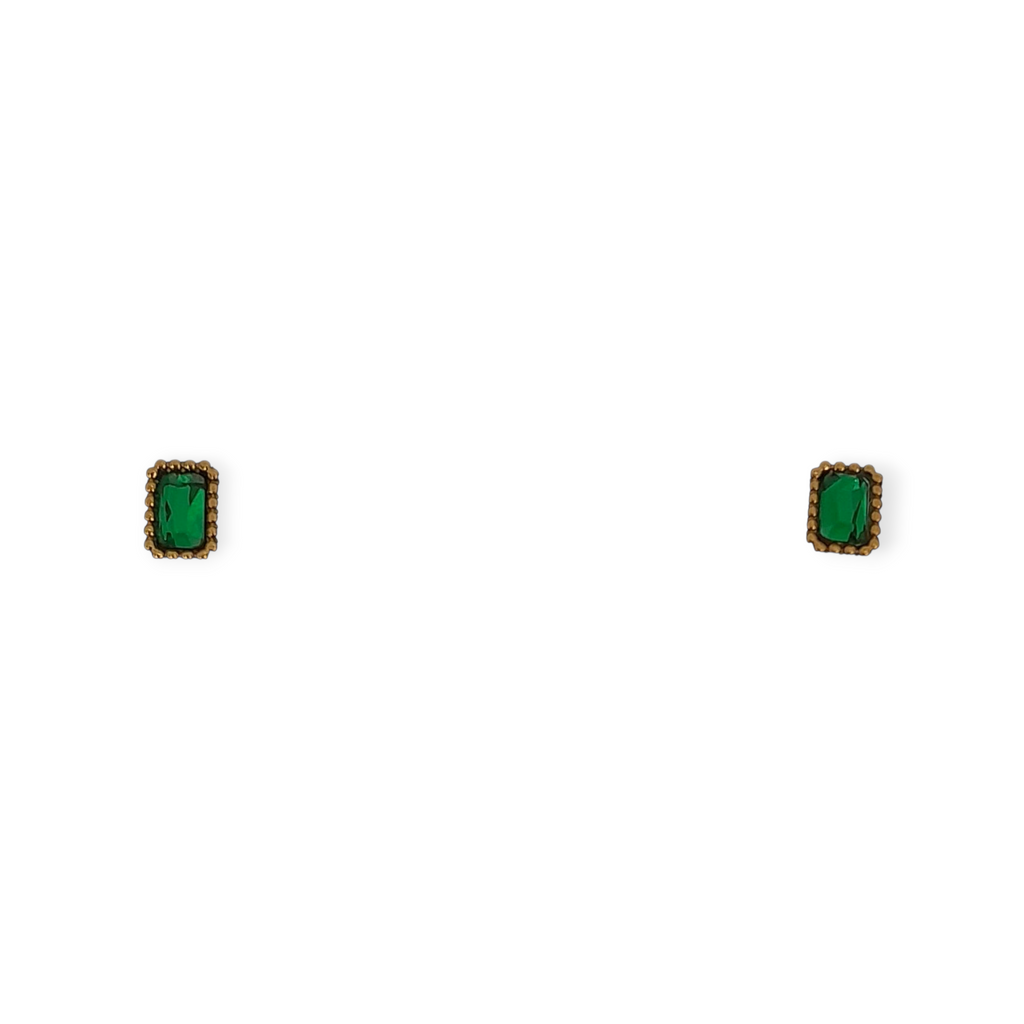 Green Square Earrings
