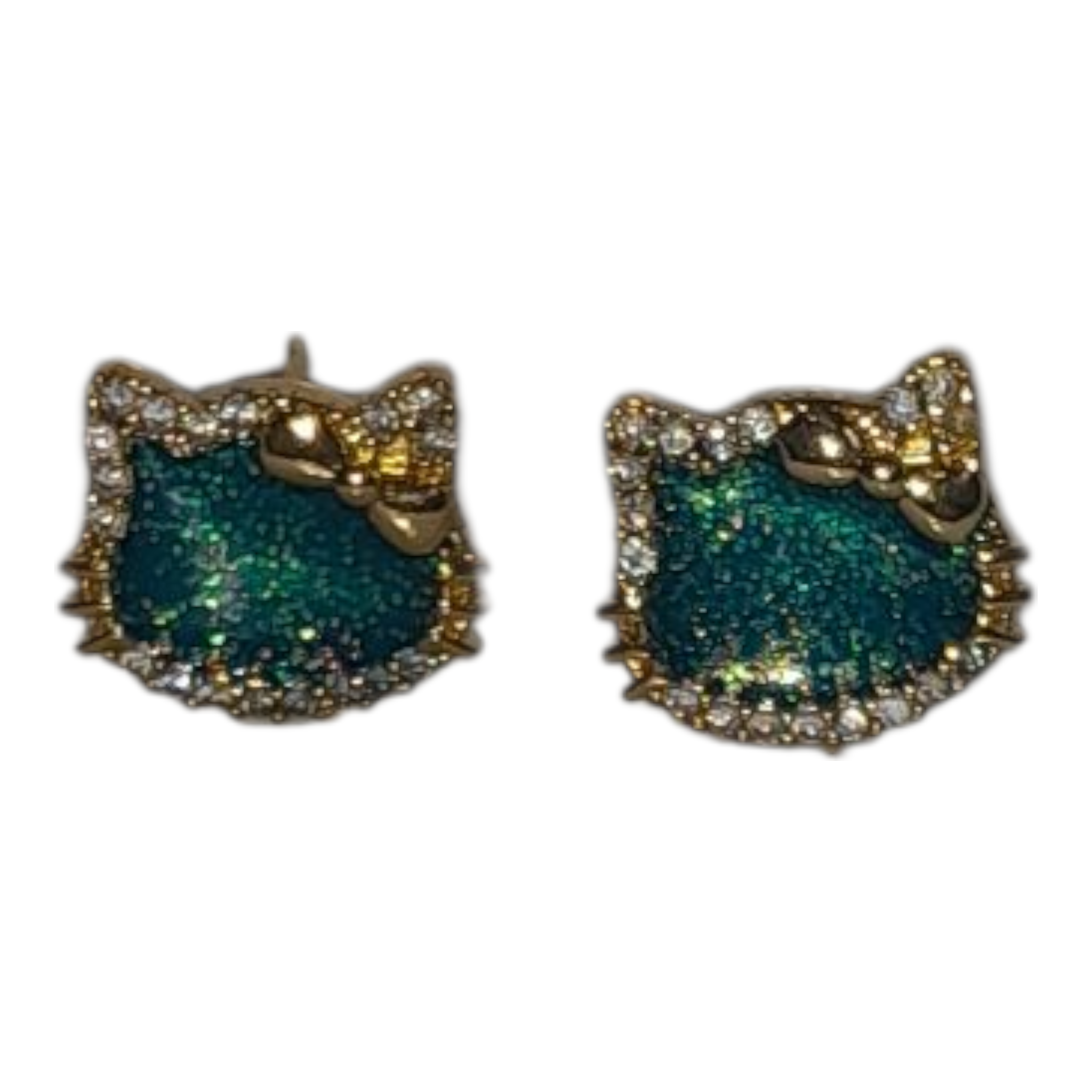 Emerald Cat Earrings and Necklace Set